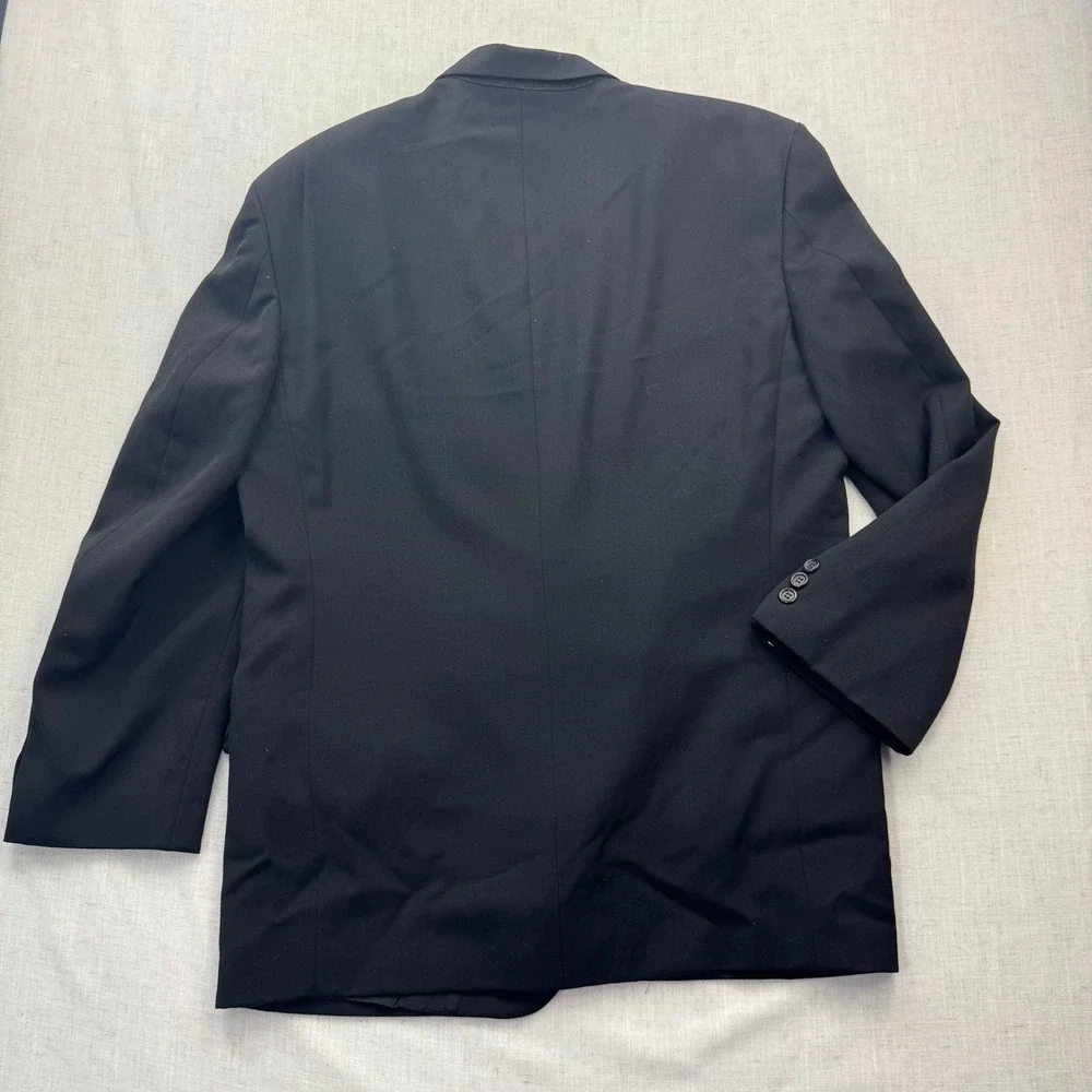Nino Cerruti Feathergab Mens Black 100% Wool 2 Piece Suit Blazer‎ Trousers VTG